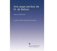 Une page perdue de H. de Balzac: Notes et documents