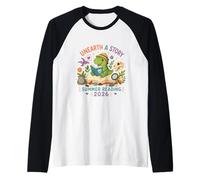 Unearth a Story Summer Library Reading 2026 Dinosaur Prize Camiseta Manga Raglan
