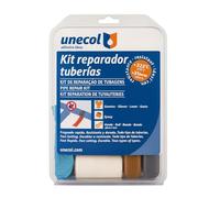 Unecol - Kit Reparador de Tuberías Profesional | Resiste hasta 320 °C y 30 bar | Incluye Masilla Epoxi, Guantes y Venda de Fibra de Vidrio | Reparación Urgente para PVC, Cobre, Acero y Piscinas