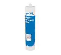 Unecol Masilla Refractaria Negra 310 ml - Sellador de Alta Temperatura (hasta 1250 °C) para Chimeneas, Estufas y Barbacoas - Pintable y Fácil de Usar