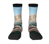 Unedskck Italian Island Fisherman Village - Calcetines de invierno para hombre y mujer, calcetines de longitud media, cómodos para el hogar, 2 Negro-1, Altoa única