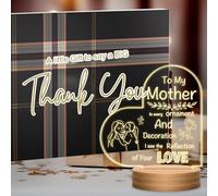 UneedMe - Luz nocturna para mamá con palabras conmovedoras - Regalo de cumpleaños para mamá de su hija e hijo - Luz nocturna de acrílico rosa - Moderna y elegante