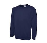 Uneek - Sudadera clásica Lisa con Cuello Redondo (300 g), Azul Marino, XL