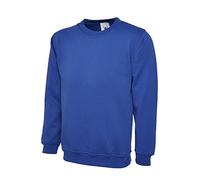 Uneek, Sudadera clásica lisa de cuello redondo, 300 g, Azul cobalto, L