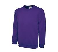 Uneek, Sudadera clásica lisa de cuello redondo, 300 g, Morado, XXXXL