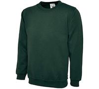 Uneek, Sudadera clásica lisa de cuello redondo, 300 g, Verde botella, M