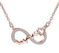 Unendlich U-Collares Mujer de Plata de Ley 925 Colgante Simbolo del Infinito y Latido del Corazón con Diamante Brillante, Idea Regalo Navidad para Mujeres Chicas