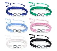 Unendlich U Infinito U- Juegos de Pulseras Hechas a Mano en Forma del Simbolo Infinito para Mujeres Chicas,Set de 6pcs, 6 Colores(17-28cm)