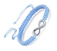 Unendlich U Infinito U- Pulseras Hechas a Mano en Forma del Simbolo Infinito para Mujeres Chicas,Color de Azul Claro(17-28cm)