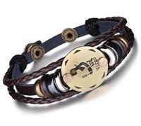 Unendlich U Juego de Pulseras Hombre de Cuero Pulsera 12 Constelaciones Pulsera Trenzada Piel Multi Layer Negro Pulseras, 12 Horóscopo Virgo