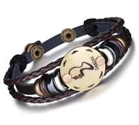 Unendlich U Juego de Pulseras Hombre de Cuero Pulsera 12 Constelaciones Pulsera Trenzada Piel Multi Layer Negro Pulseras, 12 Horóscopo Géminis