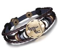 Unendlich U Juego de Pulseras Hombre de Cuero Pulsera 12 Constelaciones Pulsera Trenzada Piel Multi Layer Negro Pulseras, 12 Horóscopo Capricornio