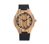 Unendlich U-Moda Casual Reloj de Madera de Bambú para Mujer y Hombre Reloj de Cuarzo con la Correa de Cuero Genuino Idea Regalo Navidad