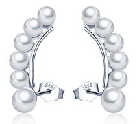 Unendlich U- moda plata de ley 925 perlas Sweep Up Oreja Studs Pendientes para las mujeres/niñas