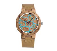 Unendlich U-Moda Reloj de Madera de Bambú para Mujer y Hombre Reloj de Cuarzo con la Correa de Cuero Genuino Idea Regalo Navidad Pareja