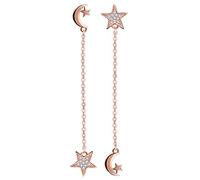 Unendlich U - Pendiente para mujer, niña, plata 925, luna y estrella, adornado con circonio, brillantes, Plata de ley, Circonia cúbica