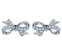 Unendlich U - Pendiente para mujer y niña, plata 925 y circonita, diseño de lazo elegante color plata, Plata de ley, Circonia cúbica