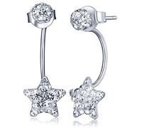 Unendlich U Pendientes aretes de plata de ley 925 para mujer, Pendientes parte delantera trasera con cristales