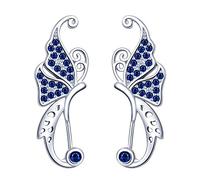 Unendlich U-Pendientes chapados en plata 925 de platino para mujer, clip de oreja de mariposa, incrustaciones de circón, pendientes de escalada, regalo para cumpleaños