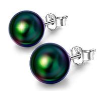 Unendlich U-Pendientes de Perlas Verdes Color únicos Plata 925 Idea Regalo para Madre y Novia