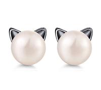 Unendlich U- Pendientes del Gato Joyas de Perlas para las Mujeres Chicas Arete de Plata de Ley 925