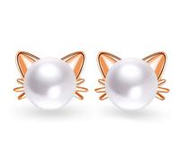 Unendlich U- Pendientes del Gato Joyas de Perlas para las Mujeres Chicas Arete de Plata de Ley 925