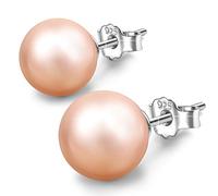 Unendlich U-Pendientes Mujer de Perla Rosa Plata 925 Idea Regalo para Madre y Novia