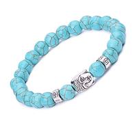 Unendlich U Pulsera Budista de la Marca Elástica para Mujer Hombre Pulsera Buda de Aleación de Budismo Zen Pulsera de Energía Stretch Oración Terapia Meditación, Azul