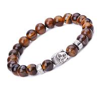 Unendlich U Pulsera Budista de la Marca Elástica para Mujer Hombre Pulsera Buda de Aleación de Budismo Zen Pulsera de Energía Stretch Oración Terapia Meditación, Marrón