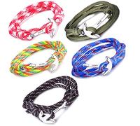 Unendlich U Pulsera Trenzada de Ancal Nylon Cuerda Aleación Punk Gancho de Pesca para Hombre Mujer Wrap Pulsera Brazaletes de Múltiples Capas, Multicolors Set de 5 Piezas