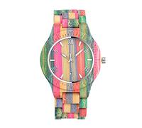 Unendlich U- Reloj de Madera para Hombre Hecho a Mano en Madera de bambú con Movimiento de Cuarzo Analógico Relojes de Colores del Arco Iris Regalo del Festival del Orgullo