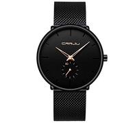 Unendlich U-Reloj Impermeable para Hombre de Acero Inoxidable de Color Negro con un diseño Ultra-Delgado y Casual Reloj de Negocios para Hombres