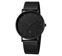 Unendlich U-Reloj Impermeable para Hombres Relojes Deportivo de Cuarzo Analógico Relojes Lujoso Moda Casual Reloj Redondo Negro Fecha