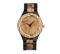 Unendlich U- Reloj Redondo de Madera para Hombre Hecho a Mano en Madera de bambú con Movimiento de Cuarzo Analógico Relojes Lujoso Moda Casual Idea Regalo Navidad