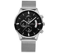 Unendlich U-Relojes para Hombre Moda Impermeable Deportes Reloj de Cuarzo Esfera Negra Reloj de Pulsera de Acero Inoxidable Cronógrafo Calendario Reloj de Negocios para Hombres Puntero Luminoso
