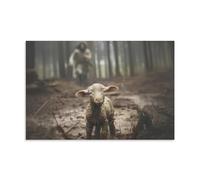 UNFANRWZW Jesús Lost Sheep Póster Pintura Decorativa Lienzo Arte de Pared Salón Póster Dormitorio Pintura, Arte de Pared Impresión de Imagen Moderna Decoración de Habitación Familiar 40 x 60 cm