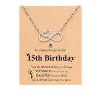 UNGENT THEM Collar de cumpleaños con corazón infinito para mujeres de 8, 9, 10, 11, 12, 13, 14, 15, 16, 18 años, regalo de cumpleaños para hija, nieta, hermana, amigas, Acero inoxidable, No es una
