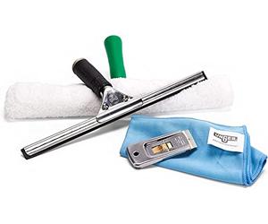 Unger Unitec - Kit avanzado de Limpieza de Ventanas 4 en 1, Equipo Profesional de Limpieza de Ventanas para Interiores y Exteriores, escobilla de Goma, Limpiador de Ventanas, raspador de Seguridad,