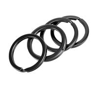 UNGFEI 150 llaveros redondos negros, anillos planos de metal chapado de 28 mm, llaveros planos resistentes para coche, hogar, oficina, bricolaje y manualidades, aros de llaves a granel para