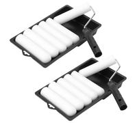 UNGFEI Juego de 2 bandejas de pintura pequeñas y rodillos, rodillo de 6 pulgadas y bandeja negra para pintar, mini kit de rodillo de pintura de esponja, rodillo de pintura de alta densidad para