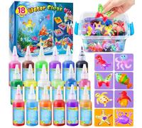 UNGLINGA Kit de juguete de hadas de agua mágica para niños, 18 botellas de gel de color, gel de agua, crea tus propios animales acuáticos, set de manualidades acuáticas de hadas para niñas y niños