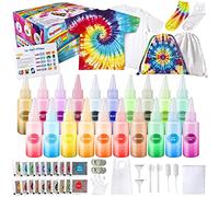 UNGLINGA Kit de tintes Tie Dye, Textiles de Tela 20 Colores Vibrantes Adecuado para Arte de Bricolaje Tie-Dye para Niños y Adultos