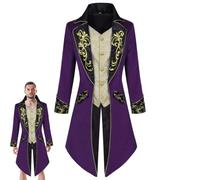 Ungtyb Abrigo Steampunk Hombre Disfraz Medieval Vintage Cosplay Halloween | Abrigo de Vampiro Traje Victoriano para Hombre Para Mascarada Vampiros Cosplays Teatro Escenarios Eventos Bodas Desfiles