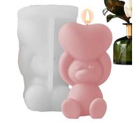 Ungtyb Bear Silicone Mold, Heart Shaped Flower, Bear Statue Molder, Candle, Resin, And Soap Mold for Birthday, And Holiday Crafting, 2.36x4.33x2.76 Inches
