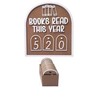 Ungtyb Bookshelf Counter Decor, Modern Book Tracker Ornament for Book Lovers, Up to 999 Books Read Display for Women, Men, Library, Dorm, Home, Study, Offices, Living Room, 4.72x5.67 Inches