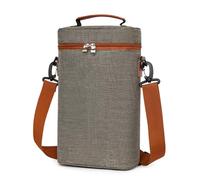 Ungtyb Bottle Wine Bag, Insulated Wine Carrier, 2 Bottle Wine Cooler Bag, Wines Tote Bag with Handle 21x10x34cm for Women and Men, Indoor, Outdoor, Present, Navy Blue, Gray, Black Color, Gris,