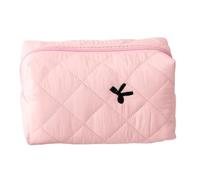 Ungtyb Bow Toiletry Bag, Large Aesthetic Makeup Organizer, Portable Cosmetic Pouch, Waterproof Travel Skin Care Storage Case, Multi Use Zippered Purse for Beauty, Workplace, Rosa, riferimento