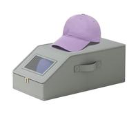 Ungtyb Caja organizadora de sombreros, contenedor de almacenamiento de gorras, soporte de exhibición apilable, tapa transparente, estructura de ahorro de espacio para armario, dormitorio, armario, uso