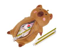 Ungtyb Capybara Pencil Case, Cute Stationery Pouch, Large-Capacity Storage Bag, Zippered Organizer, Soft Fabric, for School, Office, Travel, 13x28x5cm 90g Brown, marrón, riferimento Alla