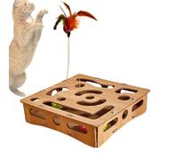 Ungtyb Cat Puzzle Toy, Kitten Maze Toys, Wooden Interactive Funny Boredom Relief Maze Box, Play Enrichment Supplies for Indoor Cats, Kittens, 11.02x11.02x2.36 Inches